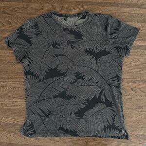 All Saints Black & Gray Window Pane SS Crew - Tropical Goth Shirt - Size Large